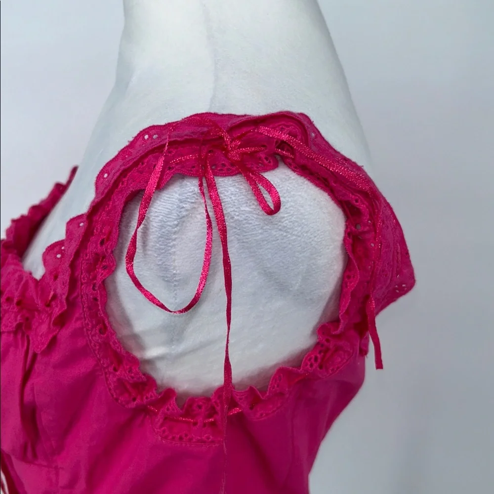 Guess Women’s Y2K Pink Lace Trim Button Front Corset Cami Top Stretch Size M - Picture 8 of 11